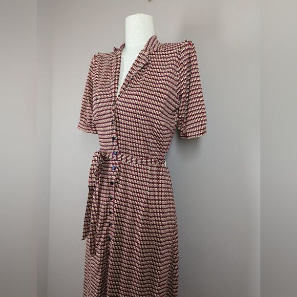 King Louie Lola Callaloo Dress Red M Retro Mod Stretchy - Picture 3 of 11